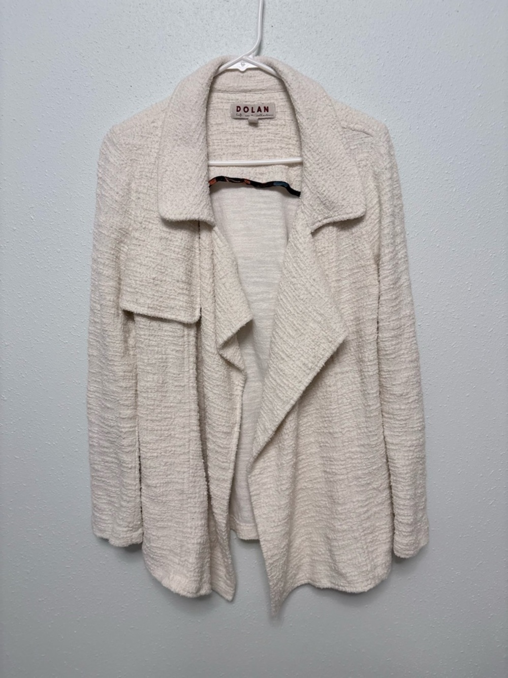 Dolan Open-Front Bouclé Jacket in Off-White